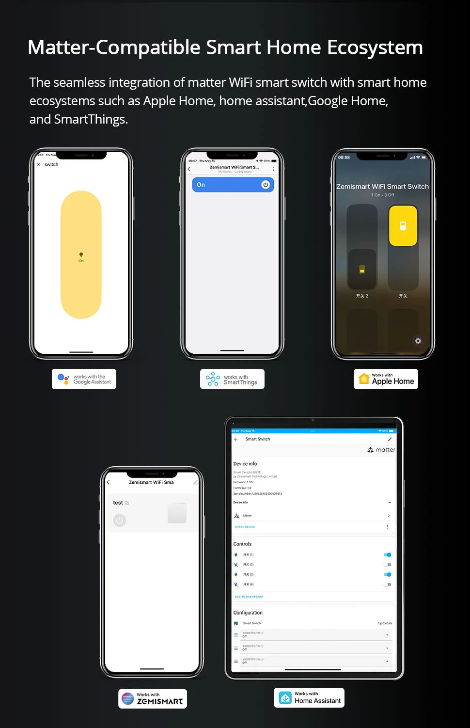 Zemismart ZM206 | Matter WiFi Wandschakelaar met Display
