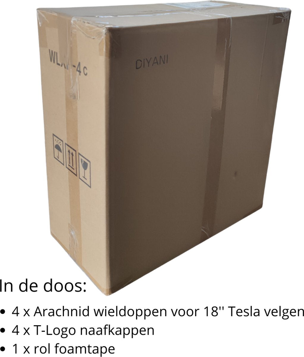 Tesla Model 3 Wieldoppen set | 18 inch | Mat Zwart | ARACHNID Performance / Bouwjaar 2017–2023
