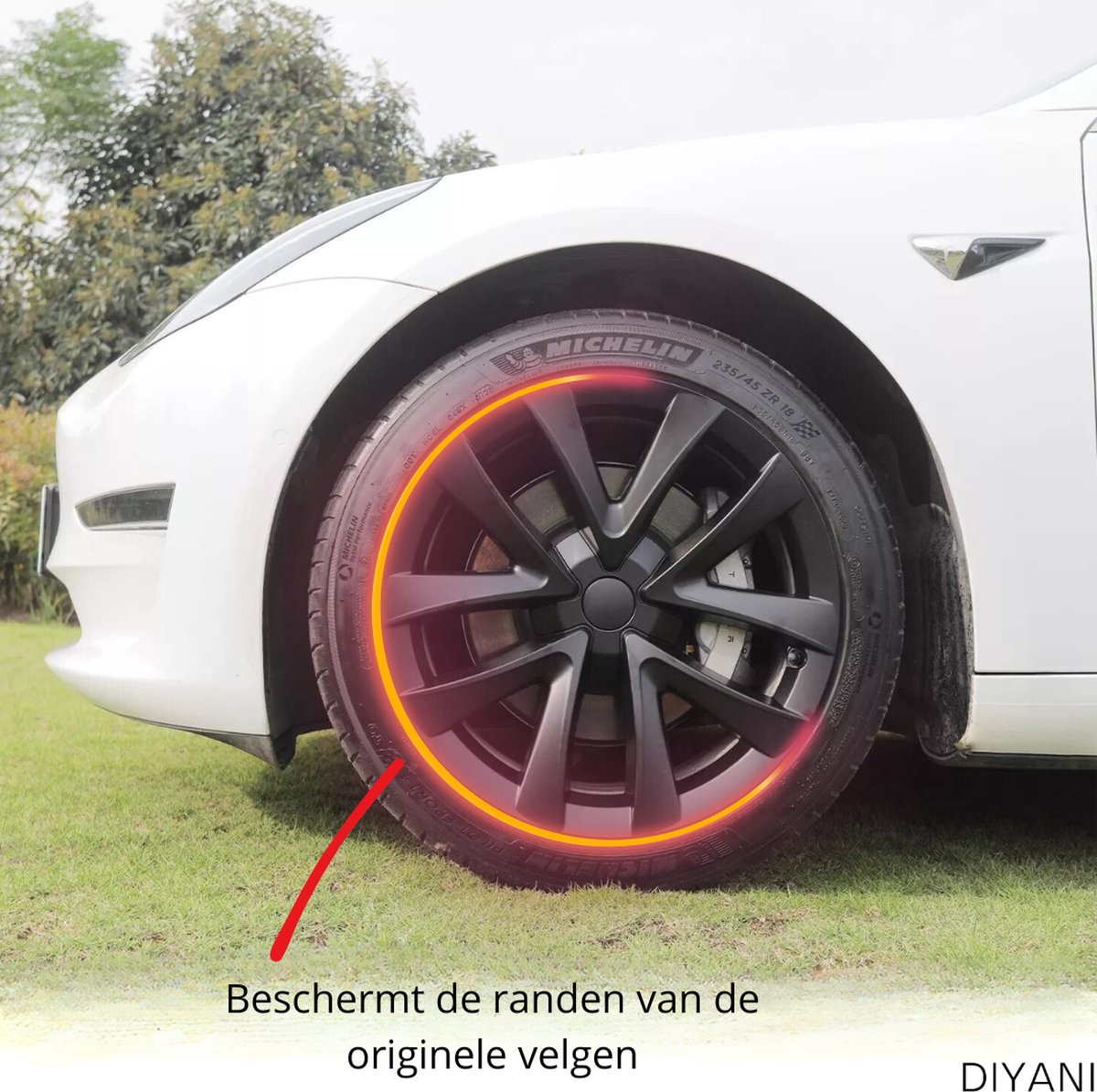 Tesla Model 3 Wieldoppen set | 18 inch | Mat Zwart | ARACHNID Performance / Bouwjaar 2017–2023