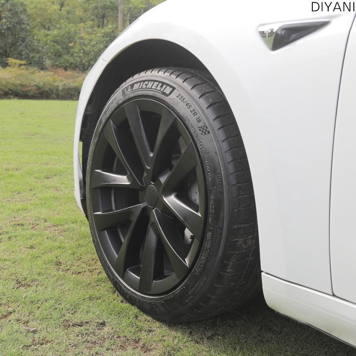 Tesla Model 3 Wieldoppen set | 18 inch | Mat Zwart | ARACHNID Performance / Bouwjaar 2017–2023