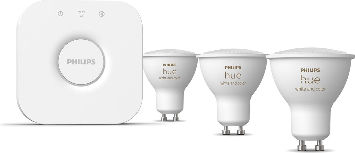 Philips Hue Starter Kit: 3x White & Color Ambiance GU10 + Bridge 2.0