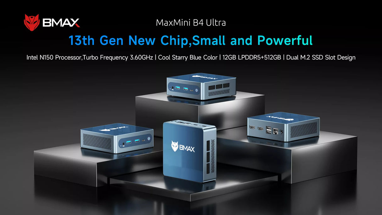 Smart Home Server B4 Ultra | Intel N150 (12GB LPDDR5 + 512GB SSD) – HAOS pre-installed