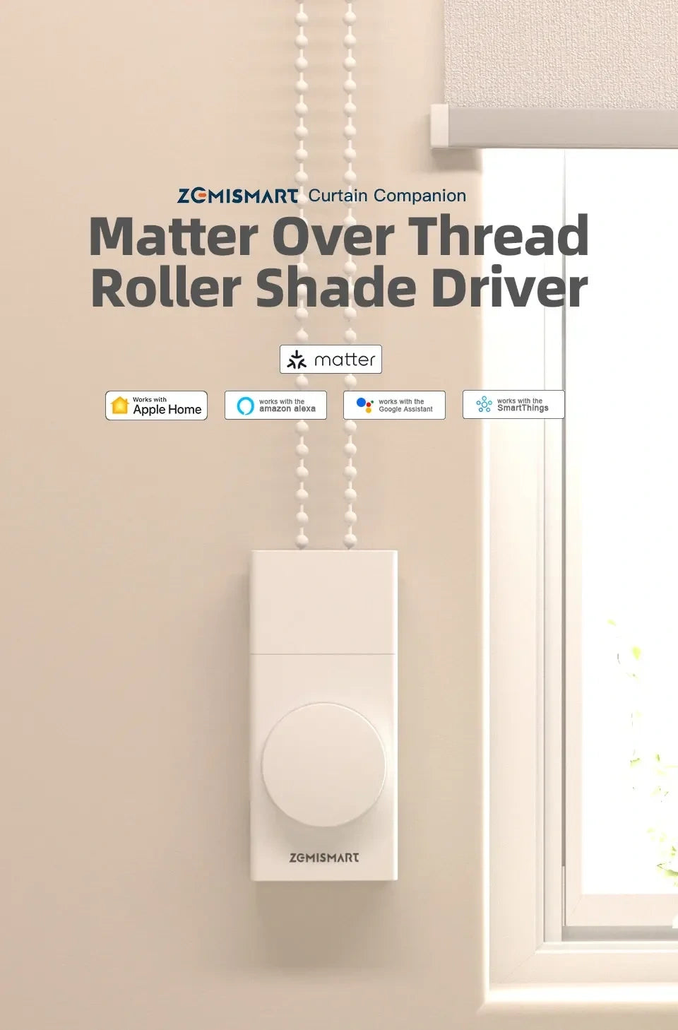 Zemismart MTP1 | Draadloze rolluikmotor (Retrofit) | Matter over Thread