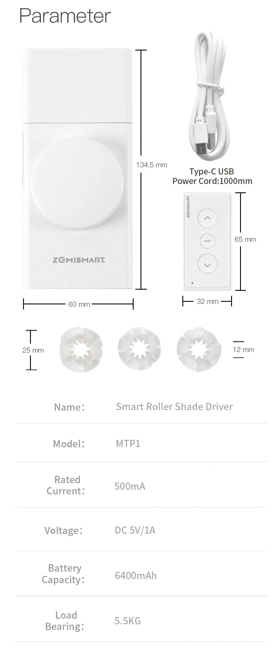 Zemismart MTP1 | Draadloze rolluikmotor (Retrofit) | Matter over Thread