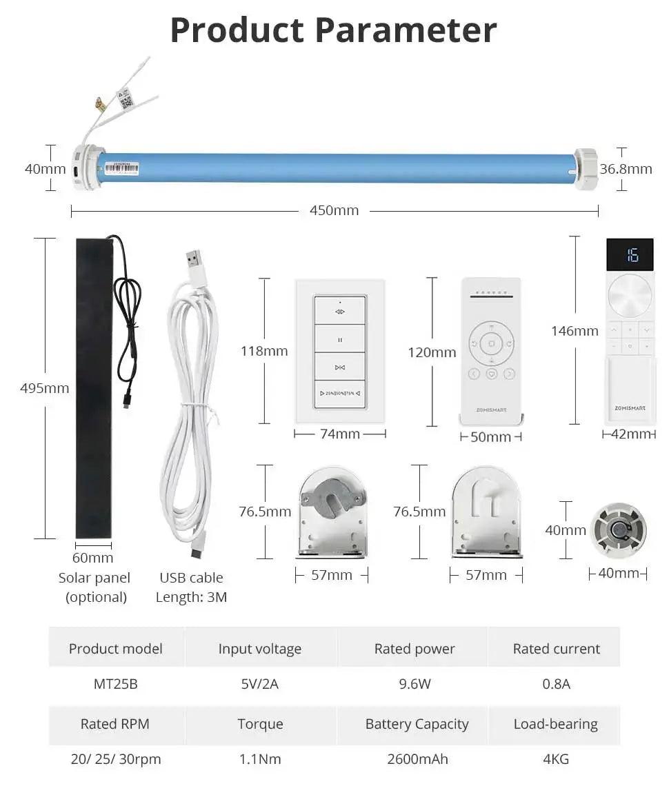 Zemismart MT25B | Draadloze rolgordijnmotor (Retrofit) | Matter over Thread