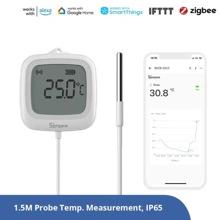 Sonoff SNZB-02LD Zigbee Thermometer with Probe – IP65