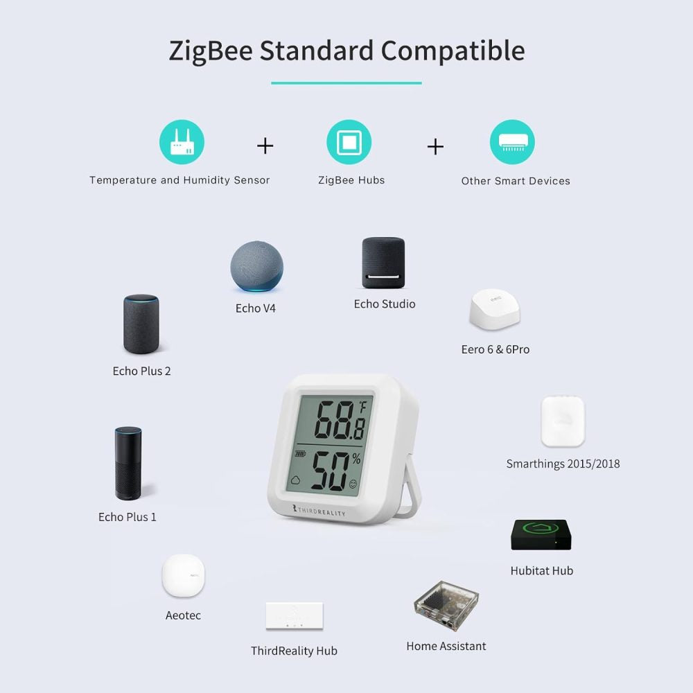 THIRDREALITY Temperature and Humidity Sensor with LCD Display – Zigbee