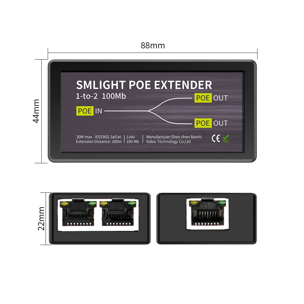 SMLIGHT PoE Uitbreidingsplitter | Eén ingang, twee PoE-uitgangen via Ethernet
