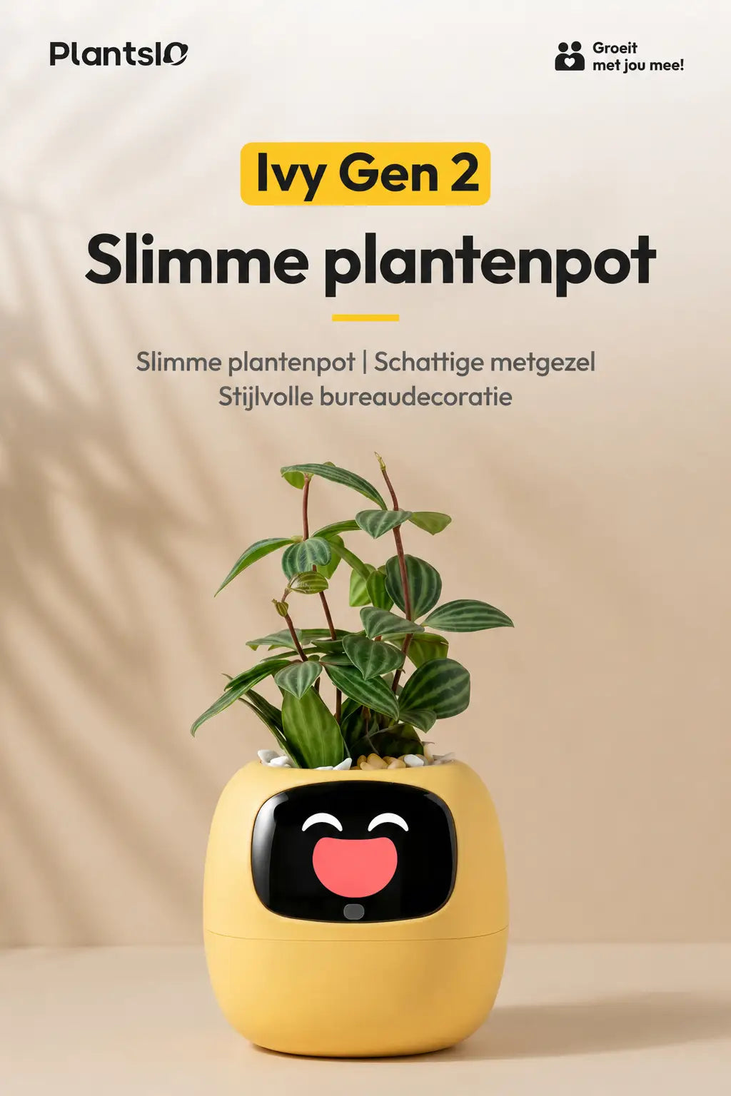 Plantsio Ivy Gen 2 – Interactieve Slimme Bloempot met 9 Sensoren