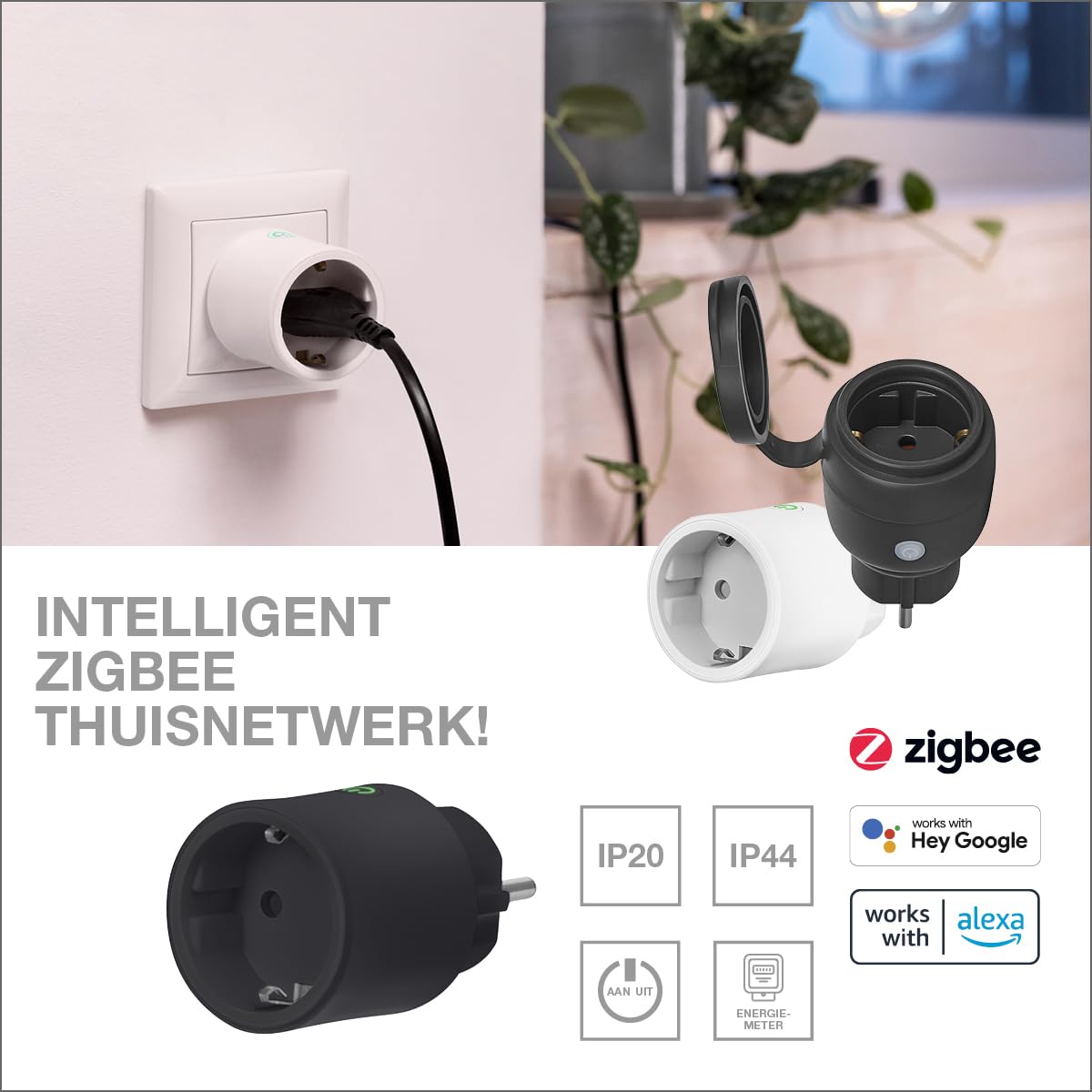 LEDVANCE SMART+ ZigBee Outdoor Plug, compacte buitenstekker met energieverbruikcontrole, maakt conventionele apparaten slim, bestuurbaar via Alexa, Google Home en andere Zigbee-gateways, 1-pack