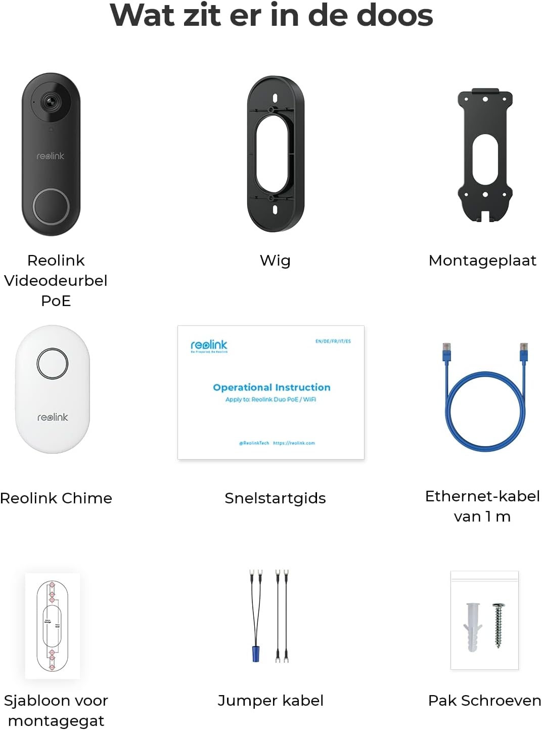 Reolink Video Deurbel Camera PoE met Reolink Bel, 2K+ Super HD Video Bedrade Buitencamera, 180° Diagonaal Beeld, Tweerichtingsaudio, Persoonsdetectie, Waterdicht, Waarschuwingen, Werkt Met Reolink NVR