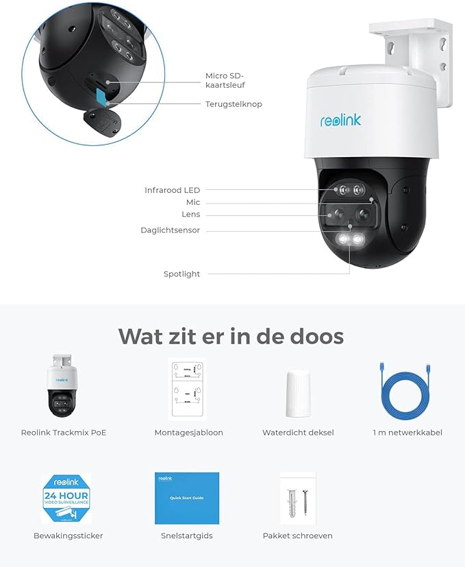 Reolink TrackMix PoE 4K Dual-Lens PTZ Camera met Motion Tracking
