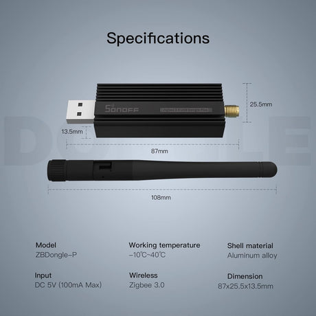 SONOFF ZigBee 3.0 USB Dongle Plus, TI CC2652P Coördinator, Universele USB ZigBee Hub, ZigBee Gateway voor Google Home