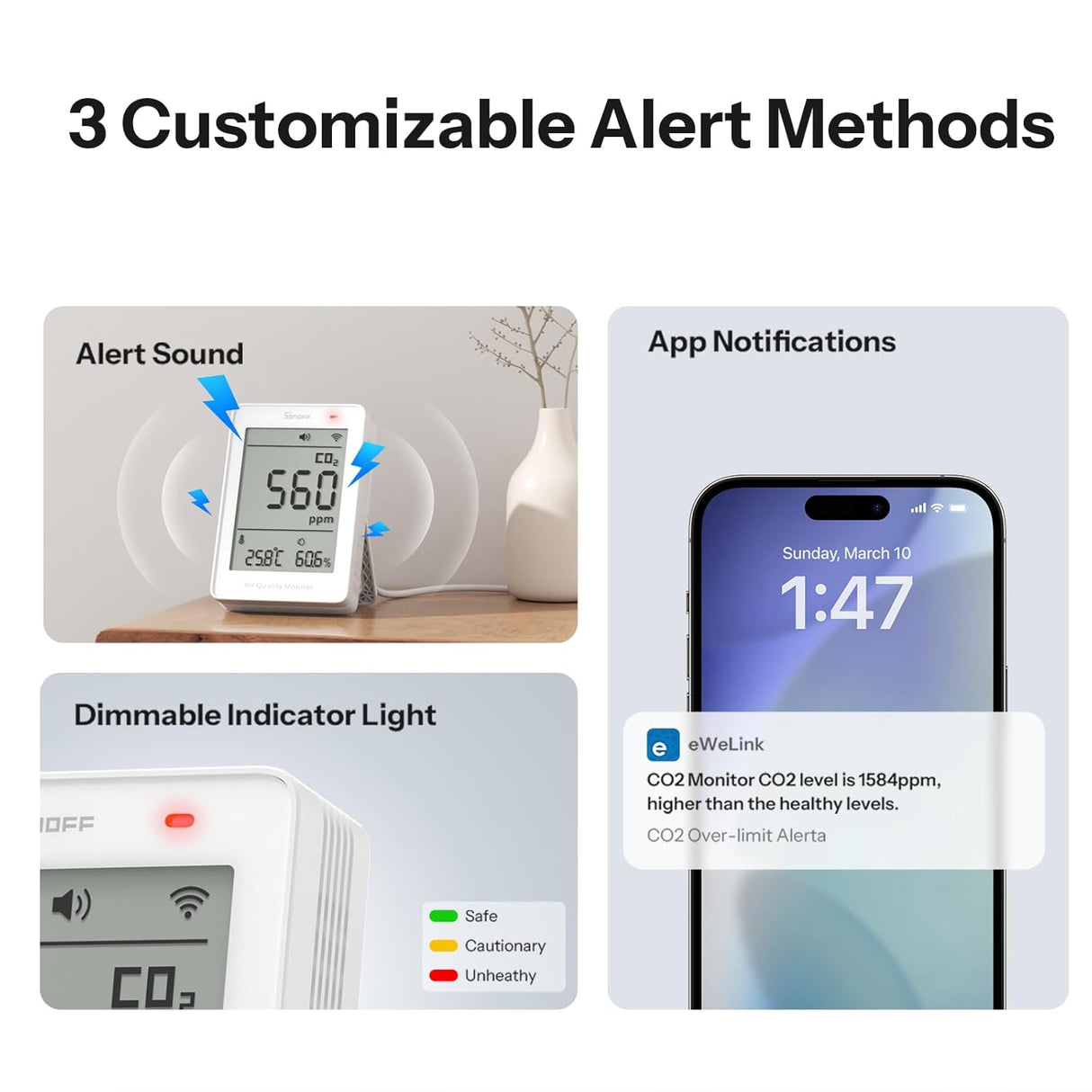 SONOFF AirGuard CO2 SAWF-08P Matter Wi-Fi Luchtkwaliteitsmonitor