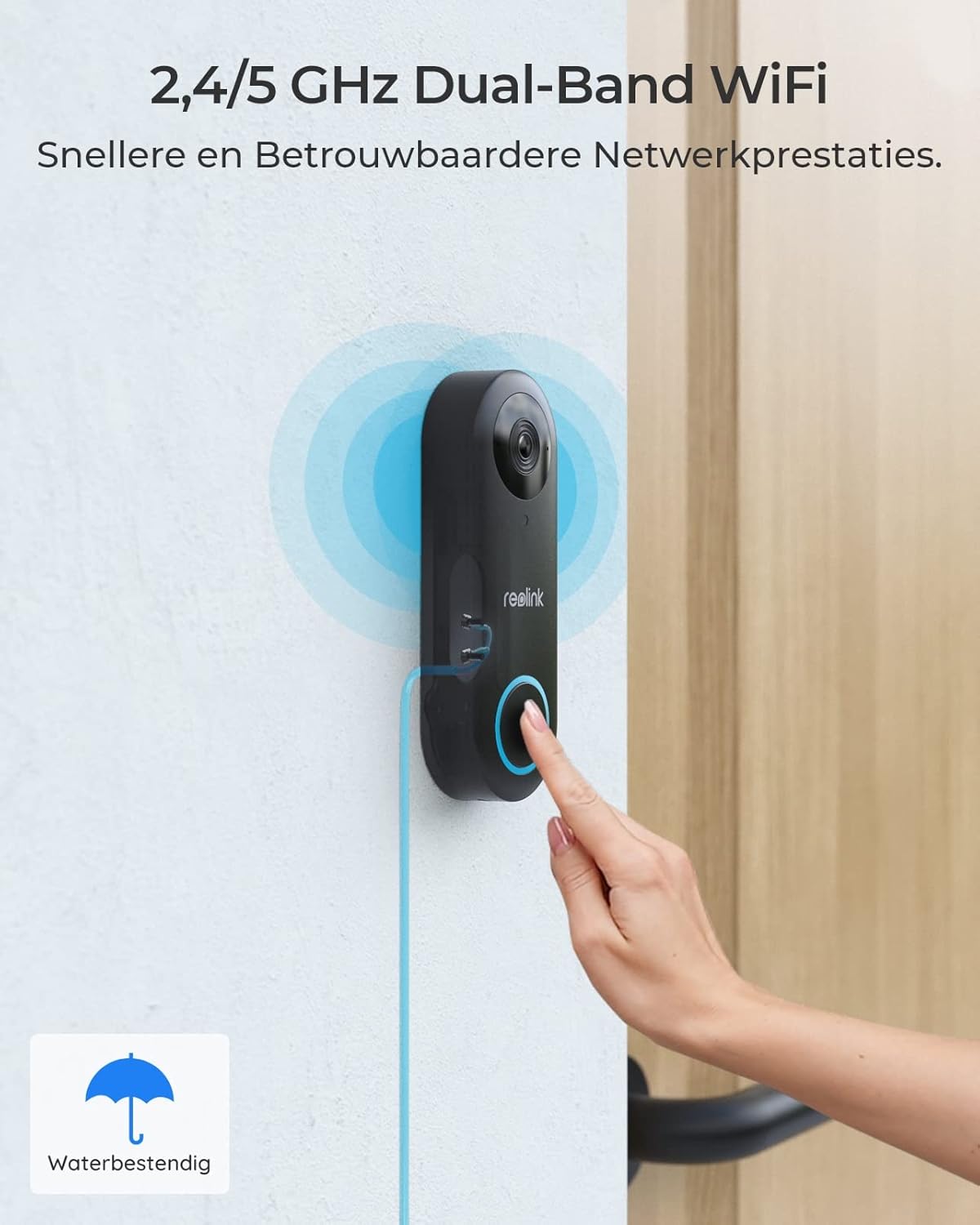 Reolink 2K+ Video Deurbel Wi-Fi met Camera, Groothoek, Tweeweg Audio, Slimme Menselijke Detectie en Waarschuwingen, 2.4/5GHz WiFi, SD-kaartsleuf, met Chime, Video Doorbell WiFi (Plug-in Versie)