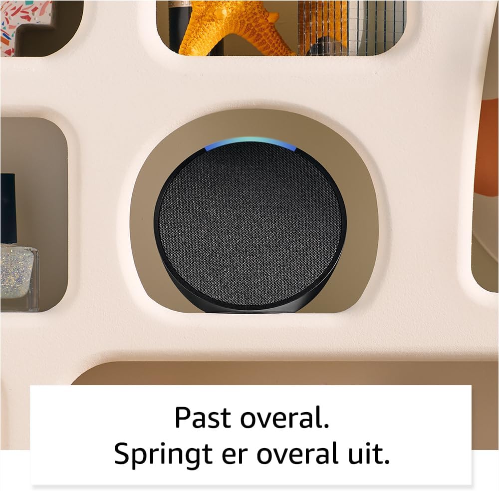 Amazon Echo Pop | Fullsound compacte smartspeaker met wifi, bluetooth en Alexa (spreekt Nederlands) | Antraciet