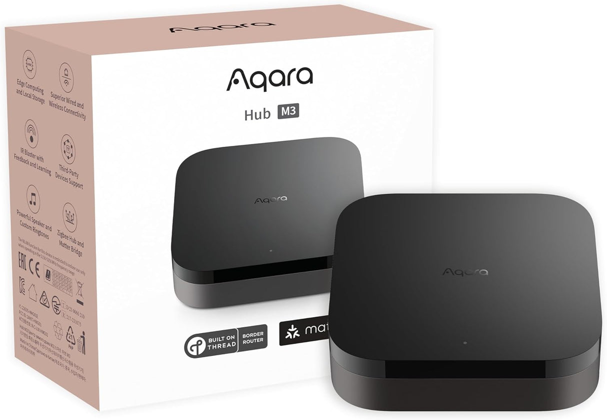 Aqara Hub M3, Matter Controller, Thread Grens Router, beschikt over Zigbee, Bluetooth, WiFi, POE, IR, ondersteunt Alexa, Google Assistant, Apple HomeKit, SmartThings, IFTTT