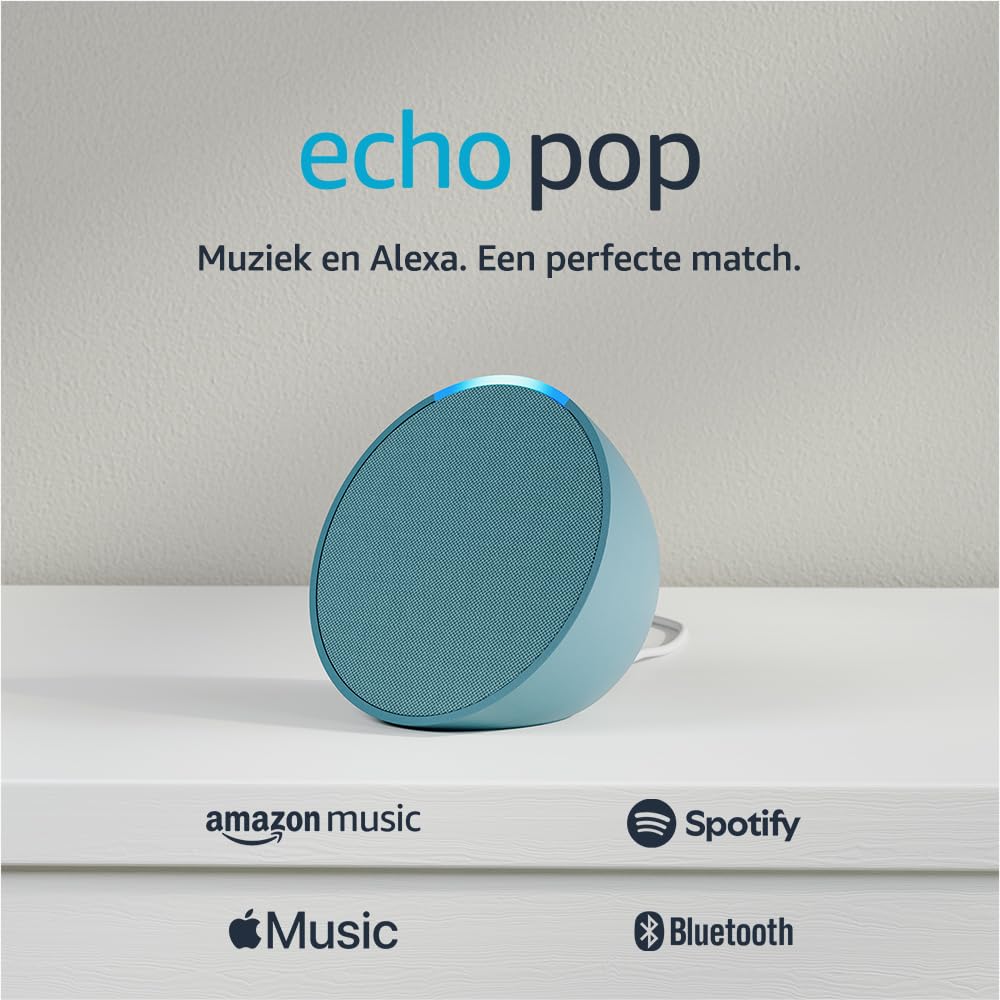 Amazon Echo Pop | Fullsound compacte smartspeaker met wifi, bluetooth en Alexa (spreekt Nederlands) | Antraciet