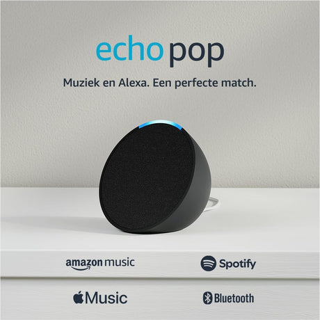Amazon Echo Pop | Fullsound compacte smartspeaker met wifi, bluetooth en Alexa (spreekt Nederlands) | Antraciet