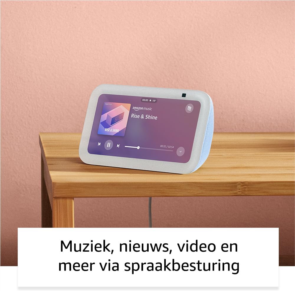 Amazon Echo Show 5 (3e generatie) | Slim scherm en slimme wekker met scherpe geluidskwaliteit | Smartspeaker met wifi, bluetooth en Alexa (spreekt Nederlands) | Wit