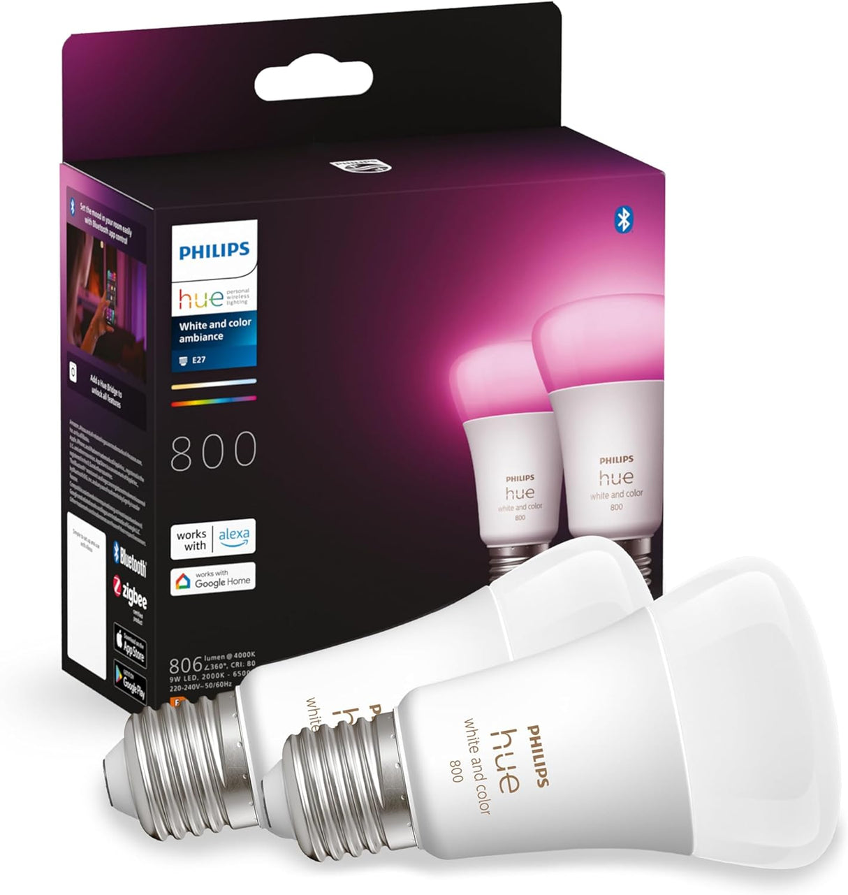 Philips Hue White and Color E27 800lm Duo pack