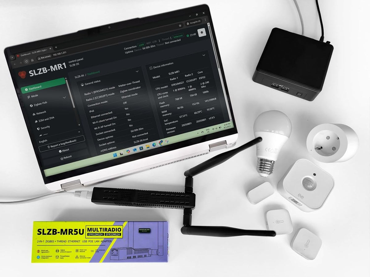 SMLIGHT SLZB-MR5U | Dual EFR32MG24 Multi-Radio Zigbee 3.0 & Thread Coördinator