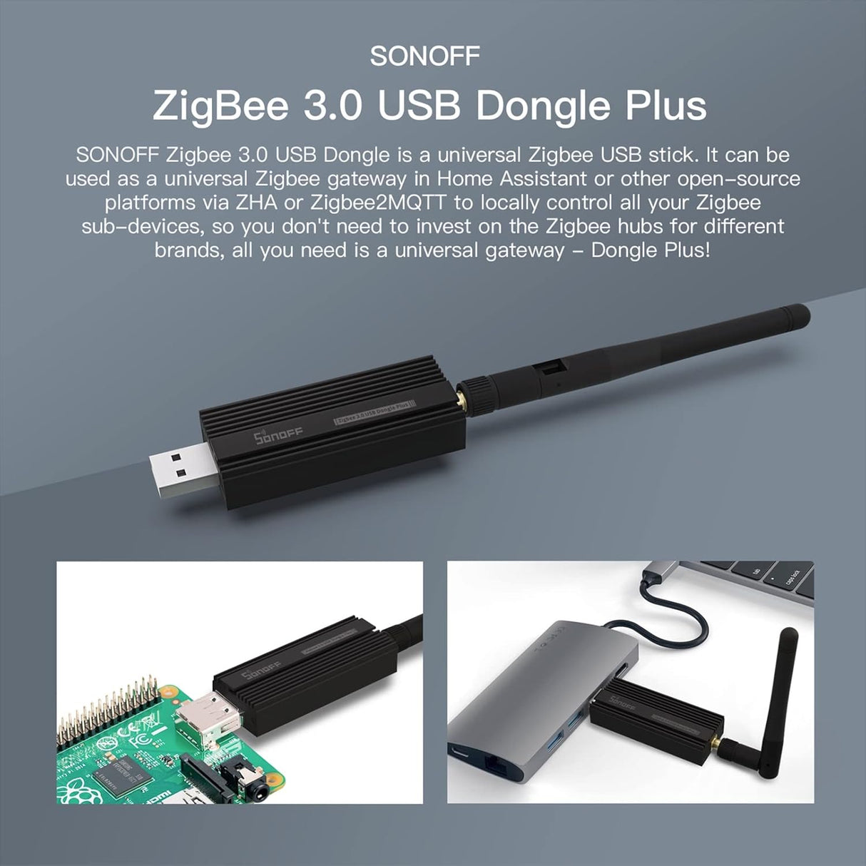 SONOFF ZigBee 3.0 USB Dongle Plus, TI CC2652P Coördinator, Universele USB ZigBee Hub, ZigBee Gateway voor Google Home