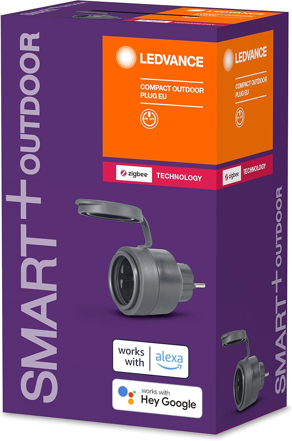 LEDVANCE 4058075729322 smart socket voor buitenshuis met ZigBee-technologie in een compact ontwerp, voor integratie van conventionele apparaten in het slimme huis, 1-pack,antraciet