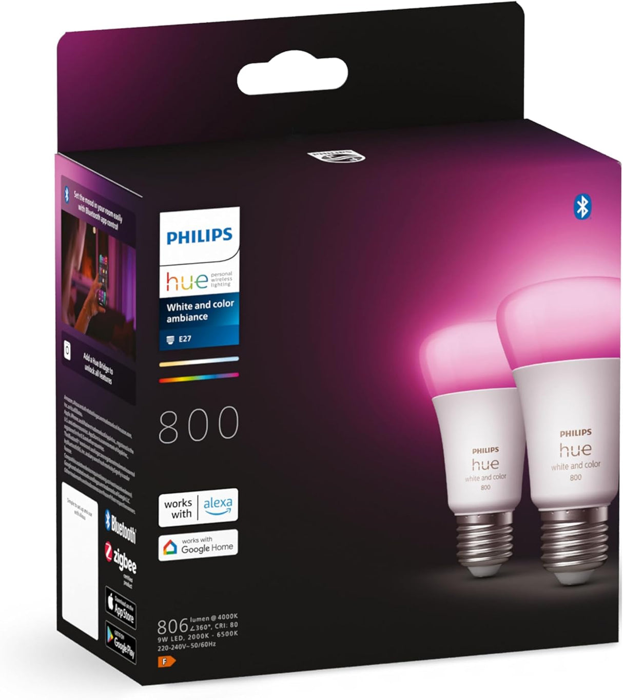 Philips Hue White and Color E27 800lm Duo pack