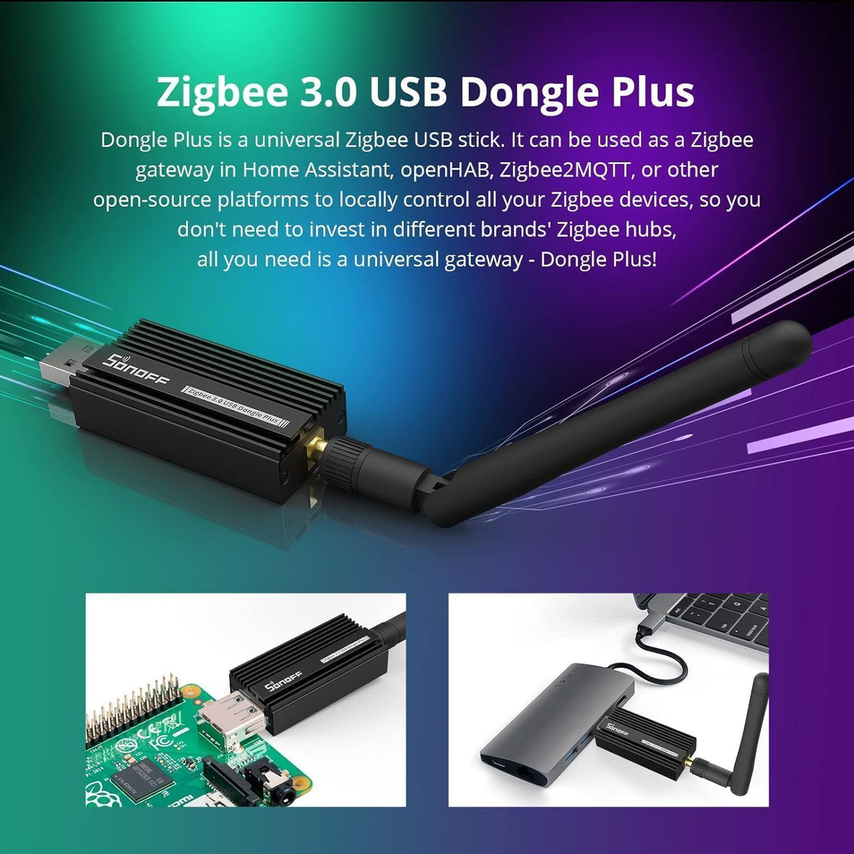 SONOFF ZigBee 3.0 USB Dongle Plus, EFR32MG21 + CH9102F/CP2102N Coordinator, Universal USB ZigBee Hub, ZigBee Gateway for Google Home