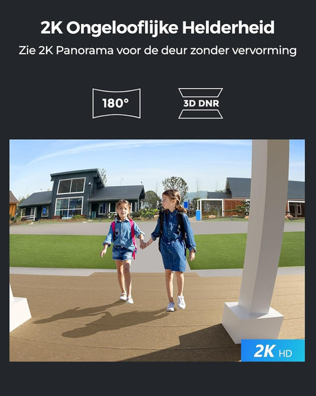 Reolink 2K+ Video Deurbel Wi-Fi met Camera, Groothoek, Tweeweg Audio, Slimme Menselijke Detectie en Waarschuwingen, 2.4/5GHz WiFi, SD-kaartsleuf, met Chime, Video Doorbell WiFi (Plug-in Versie)