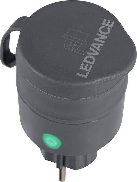 LEDVANCE 4058075729322 smart socket voor buitenshuis met ZigBee-technologie in een compact ontwerp, voor integratie van conventionele apparaten in het slimme huis, 1-pack,antraciet