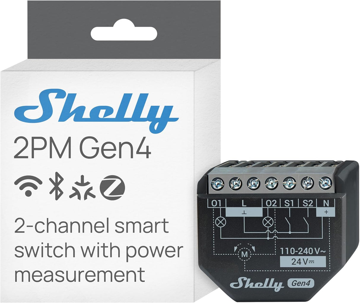Shelly 2PM Gen4 – Doppel-Einbau-Schalter mit Energiemessung