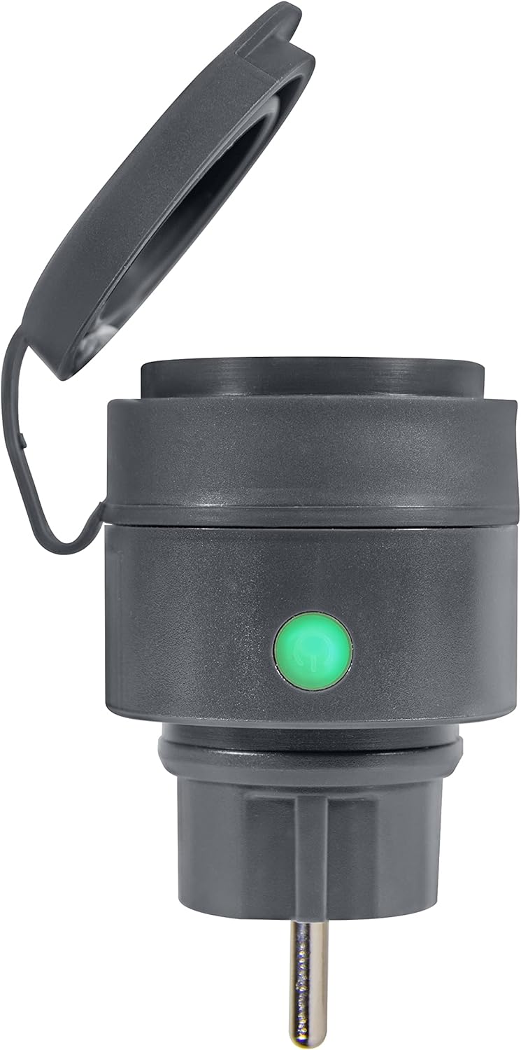 LEDVANCE 4058075729322 smart socket voor buitenshuis met ZigBee-technologie in een compact ontwerp, voor integratie van conventionele apparaten in het slimme huis, 1-pack,antraciet