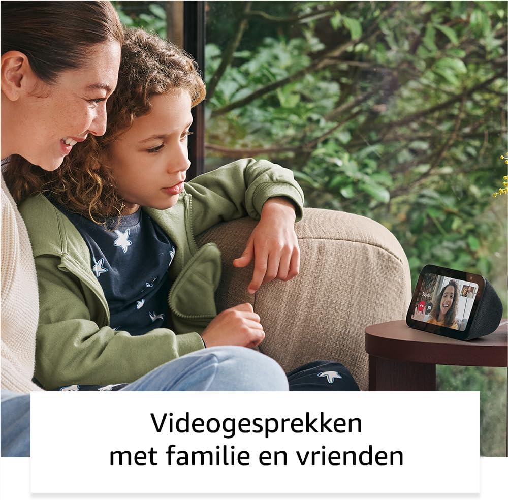 Amazon Echo Show 5 (3e generatie) | Slim scherm en slimme wekker met scherpe geluidskwaliteit | Smartspeaker met wifi, bluetooth en Alexa (spreekt Nederlands) | Wit