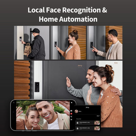 Aqara Video Deurbel G4 (belletje bijgeleverd), 1080p FHD HomeKit beveilgide video-deurbelcamera, plaatselijke gezichtsherkenning, ondersteunt Apple Home, Alexa, Google, SmartThings, Gray