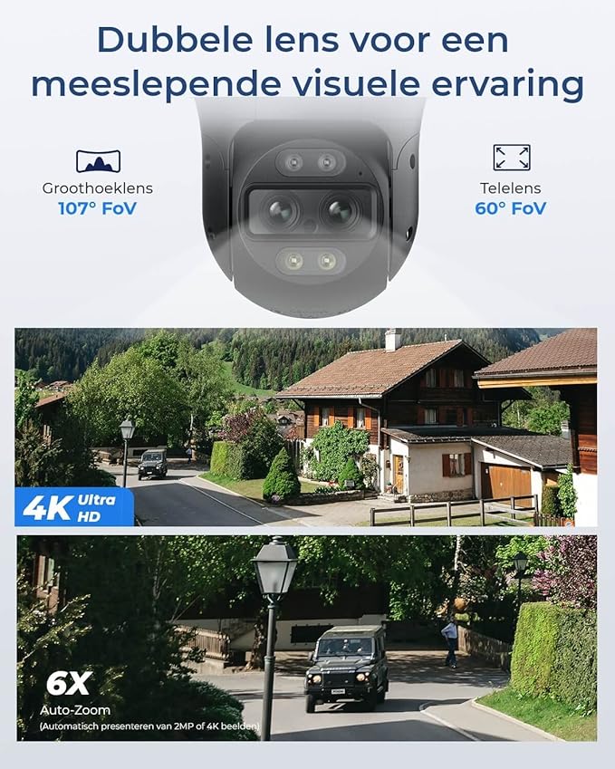 Reolink TrackMix PoE 4K Dual-Lens PTZ Camera met Motion Tracking