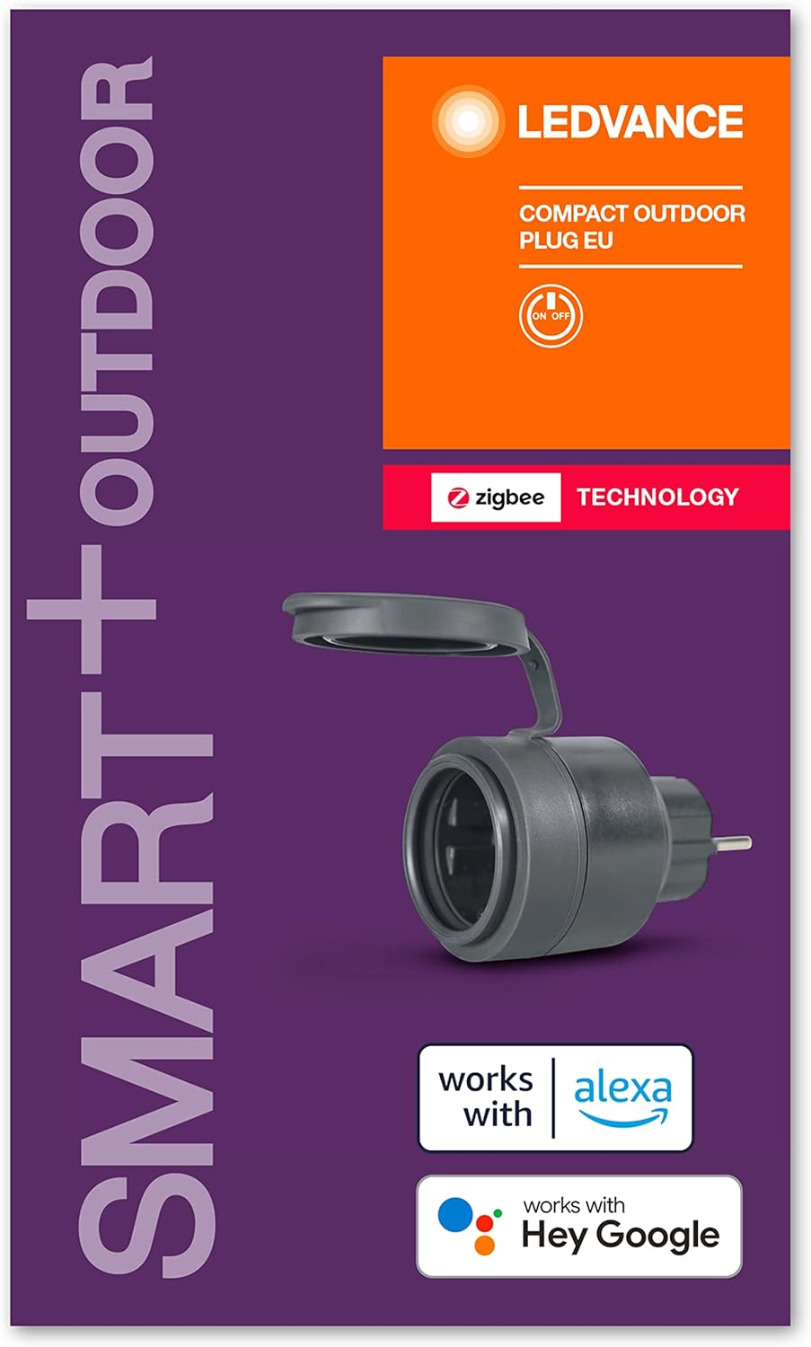 LEDVANCE 4058075729322 smart socket voor buitenshuis met ZigBee-technologie in een compact ontwerp, voor integratie van conventionele apparaten in het slimme huis, 1-pack,antraciet