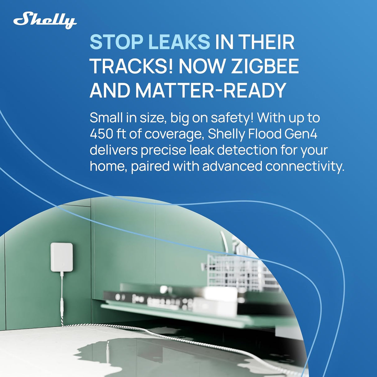 Shelly Flood Gen4 – Smart Water Leak Sensor with Wi-Fi, Zigbee, and Matter