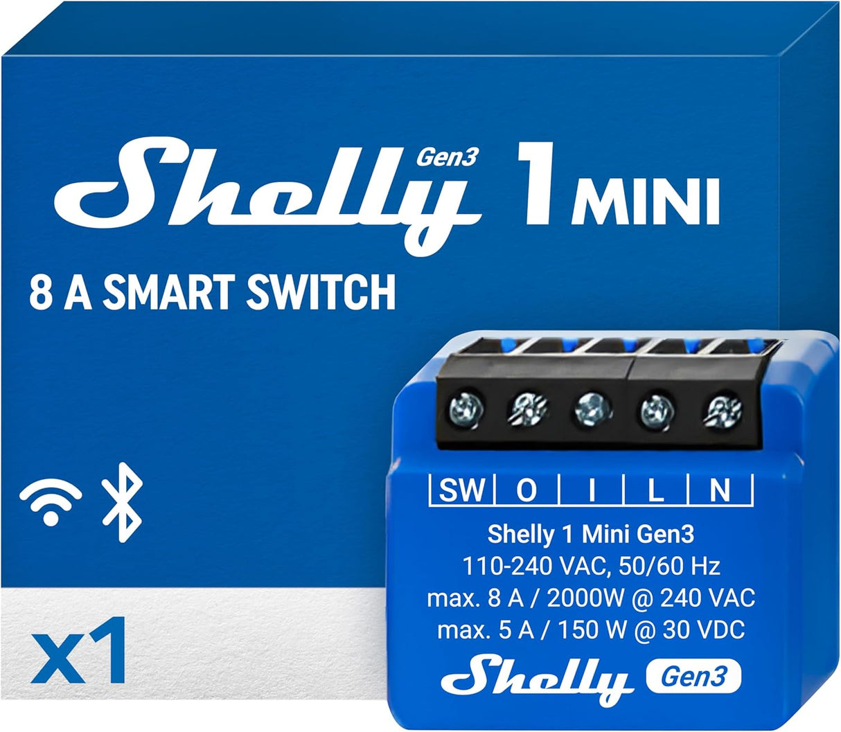 Shelly 1 Mini Gen3 | WiFi Smart Relay (1 Channel, 8A)