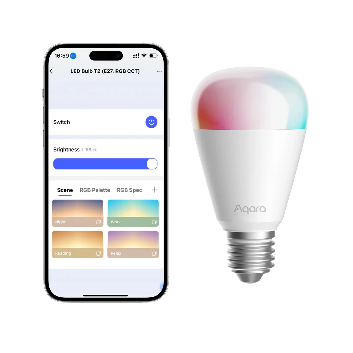 Aqara LED Bulb T2 | E27 | RGB CCT | 2000-9000K | 1100 lumen | 10.5W