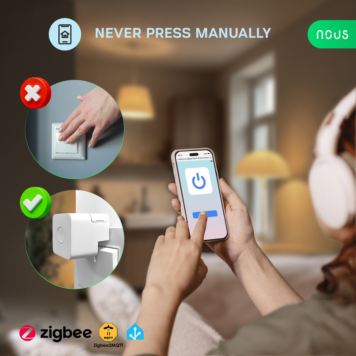 NOUS C2 Zigbee Fingerbot – Smart Knop Drukker Button Pusher