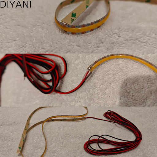 1 meter COB LED Strip - Warm Wit 3000K - 12V - inclusief 5 meter draad - 512 leds p/m - 9W p/m