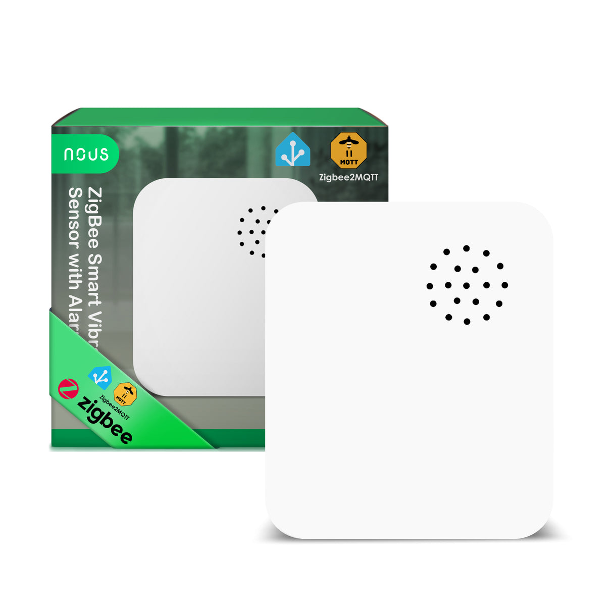 Nous E14 Zigbee Vibration Sensor with 80 dB Alarm for Doors, Windows, and Objects