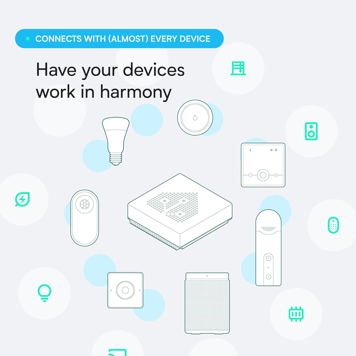 Laat zien hoe Home Assistant Green met meerdere slimme apparaten kan werken.