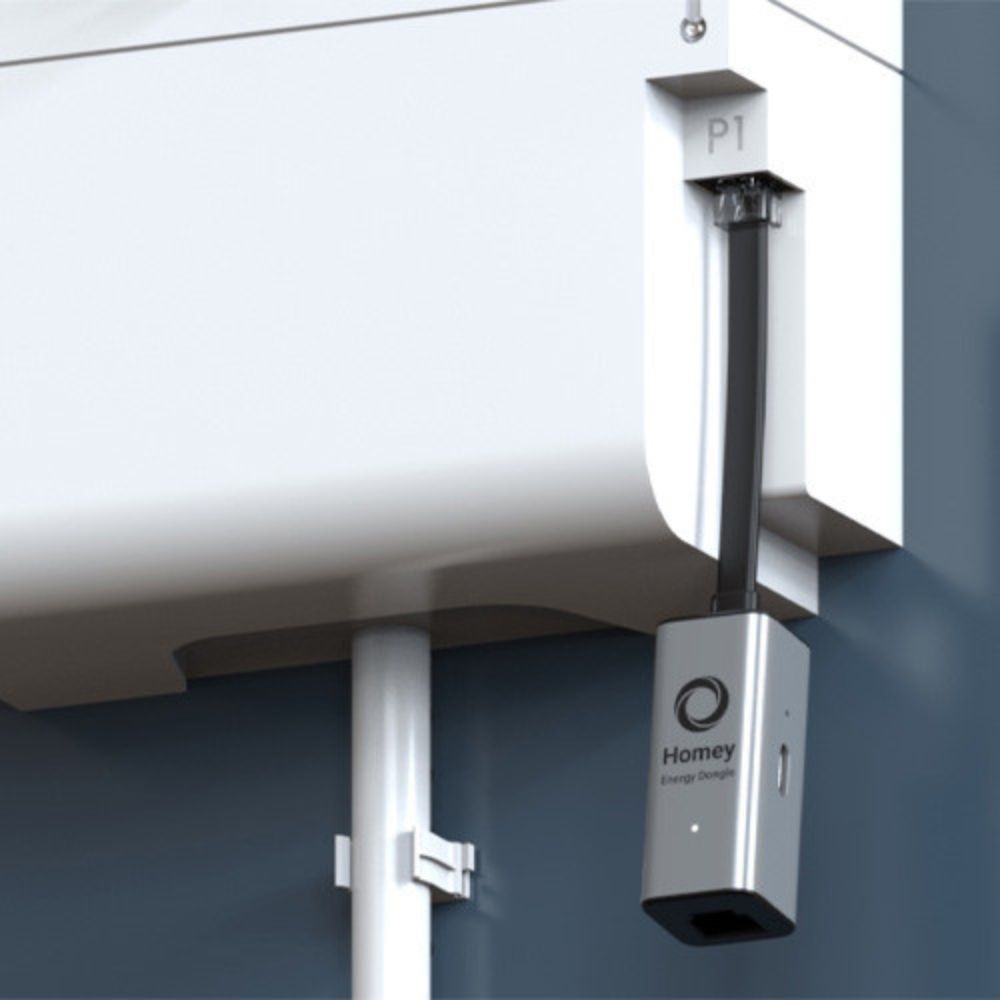 Homey Energie Dongle aangesloten op P1 Meter