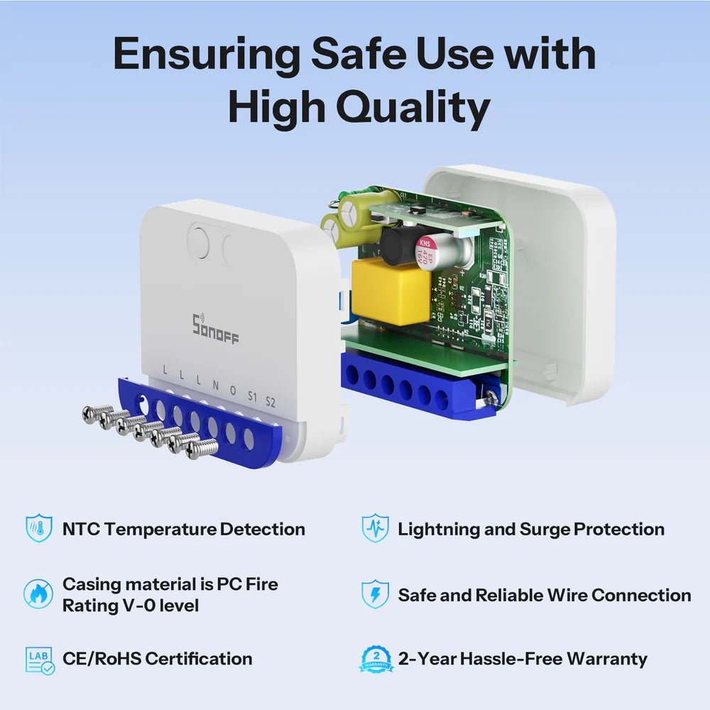 Sonoff MINI-DIM Smart Dimmer Matter over Wi-Fi Module met Energiemonitor