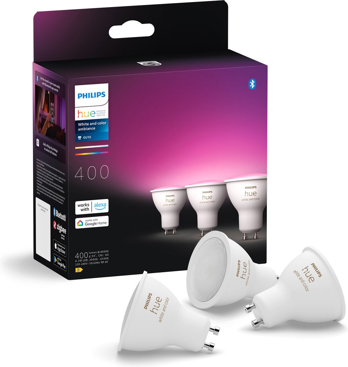 Philips Hue White & Color Ambiance Bluetooth GU10 3-pack | 400 lumen EAN: 8720169229877