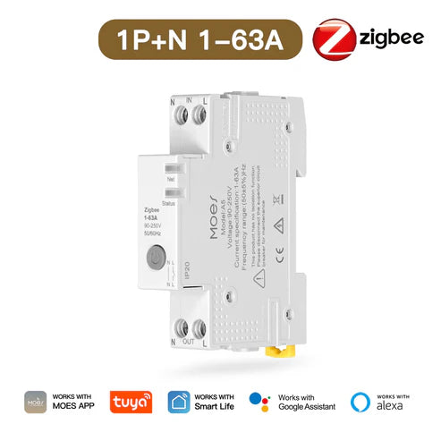 MOES A5 Zigbee DIN Rail Relay 63A – Switch with Energy Metering
