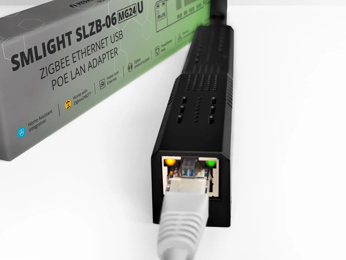 SMLIGHT SLZB-06MG24U Zigbee Ethernet Coordinator met EFR32MG24, PoE en USB Passthrough